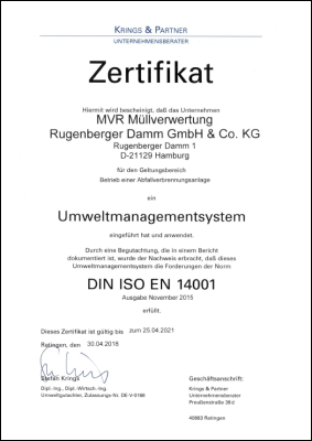 Zertifikat Managementsystem ISO 14001