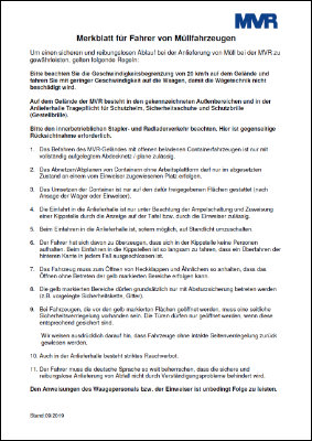 Merkblatt für Fahrer